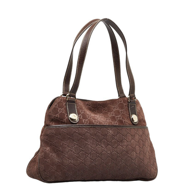 グッチ GG柄 ハンドバッグ ショルダーバッグ 163288 ブラウン レザー スエード レディース GUCCI 【中古】