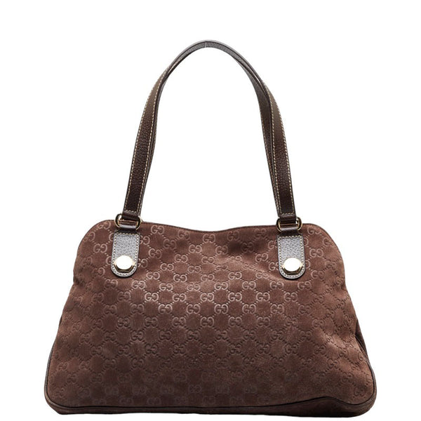 グッチ GG柄 ハンドバッグ ショルダーバッグ 163288 ブラウン レザー スエード レディース GUCCI 【中古】
