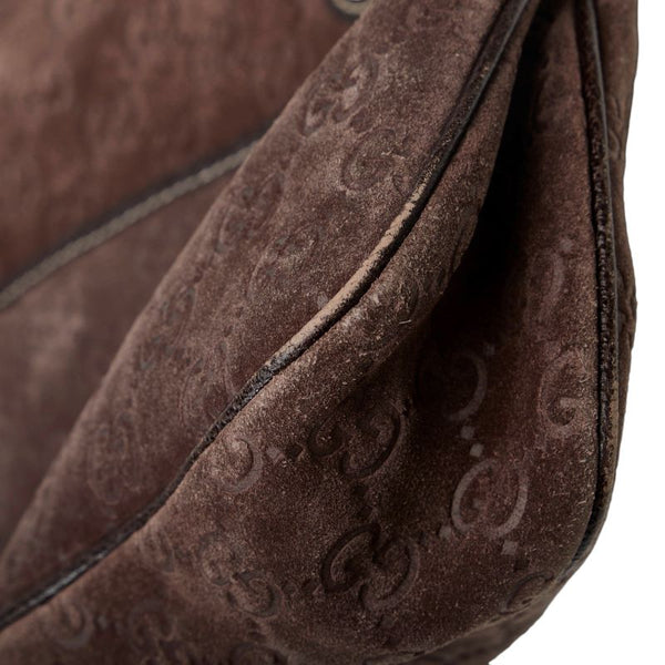 グッチ GG柄 ハンドバッグ ショルダーバッグ 163288 ブラウン レザー スエード レディース GUCCI 【中古】