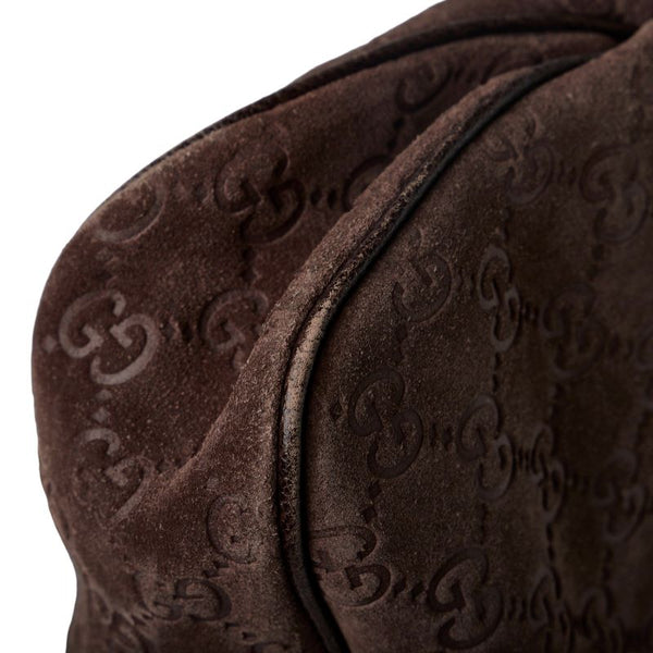 グッチ GG柄 ハンドバッグ ショルダーバッグ 163288 ブラウン レザー スエード レディース GUCCI 【中古】