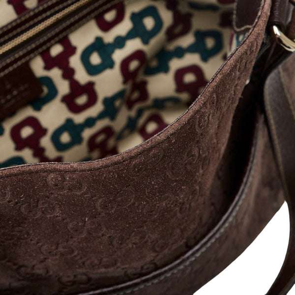 グッチ GG柄 ハンドバッグ ショルダーバッグ 163288 ブラウン レザー スエード レディース GUCCI 【中古】