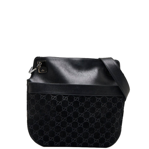 グッチ GG柄 斜め掛け ショルダーバッグ 001 3307 ブラック レザー スエード レディース GUCCI 【中古】