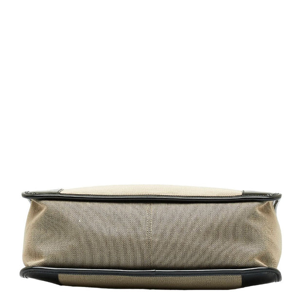 グッチ ロゴプレート ハンドバッグ トートバッグ 000 0855 ベージュ ブラック キャンバス パテントレザー レディース GUCCI 【中古】