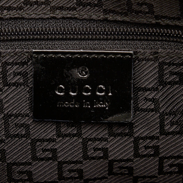 グッチ ロゴプレート ハンドバッグ トートバッグ 000 0855 ベージュ ブラック キャンバス パテントレザー レディース GUCCI 【中古】