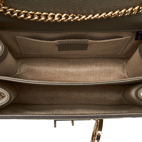 グッチ インターロッキングG チェーン ショルダーバッグ 510304 グレー レザー レディース GUCCI 【中古】