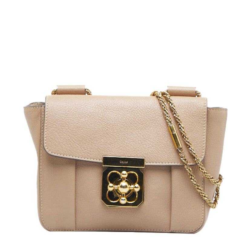 クロエ エルシー ミニ チェーン ショルダーバッグ ベージュ ゴールド レザー レディース Chloe 【中古】