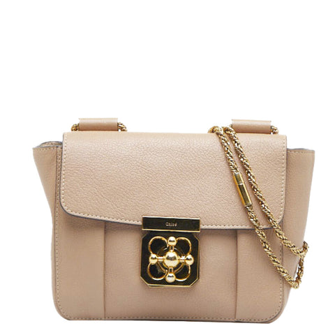 クロエ エルシー ミニ チェーン ショルダーバッグ ベージュ ゴールド レザー レディース Chloe 【中古】