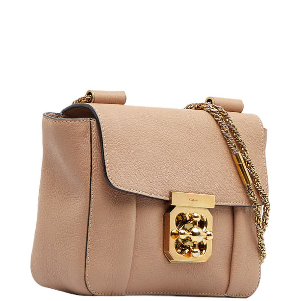 クロエ エルシー ミニ チェーン ショルダーバッグ ベージュ ゴールド レザー レディース Chloe 【中古】