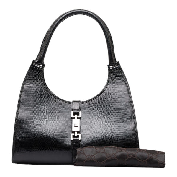 グッチ ジャッキー 型押し  ハンドバッグ ワンショルダーバッグ 002 1067 ブラック レザー レディース GUCCI 【中古】