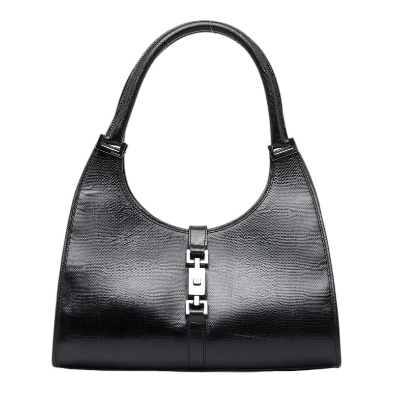 グッチ ジャッキー 型押し  ハンドバッグ ワンショルダーバッグ 002 1067 ブラック レザー レディース GUCCI 【中古】