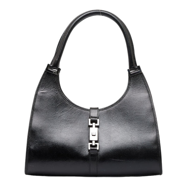 グッチ ジャッキー 型押し  ハンドバッグ ワンショルダーバッグ 002 1067 ブラック レザー レディース GUCCI 【中古】