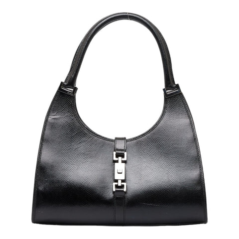 グッチ ジャッキー 型押し  ハンドバッグ ワンショルダーバッグ 002 1067 ブラック レザー レディース GUCCI 【中古】