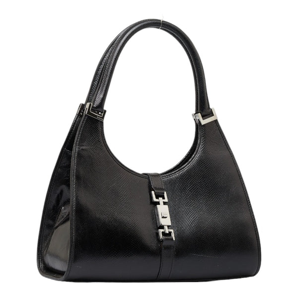グッチ ジャッキー 型押し  ハンドバッグ ワンショルダーバッグ 002 1067 ブラック レザー レディース GUCCI 【中古】