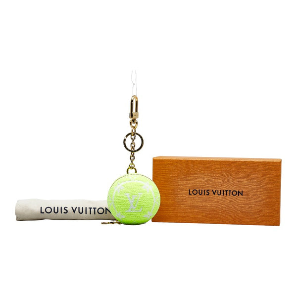 ルイ ヴィトン モノグラム パターン LV セットマッチ  キーホルダー M00842 イエロー ホワイト パイル レザー レディース LOUIS VUITTON 【中古】