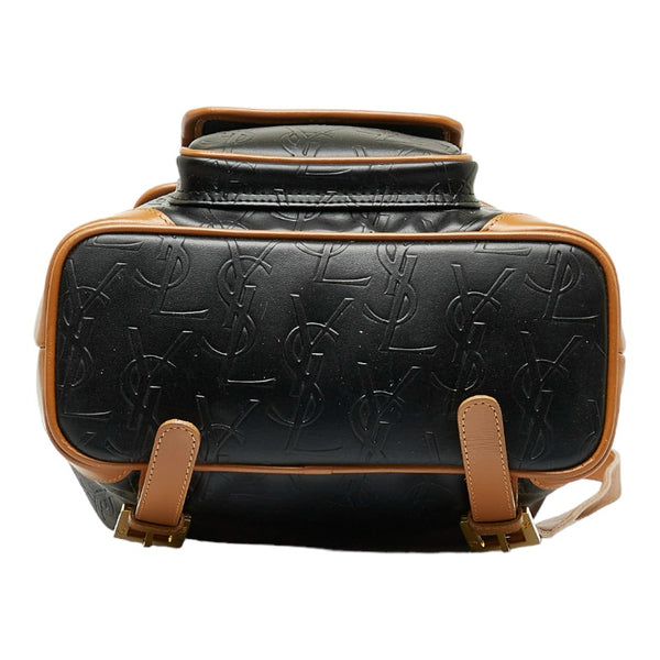 サンローラン モノグラム リュック バックパック ブラック ブラウン レザー レディース SAINT LAURENT 【中古】