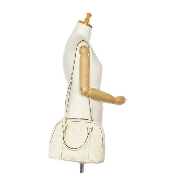 グッチ マイクログッチシマ ハンドバッグ ショルダーバッグ 2WAY 449663 ホワイト レザー レディース GUCCI 【中古】