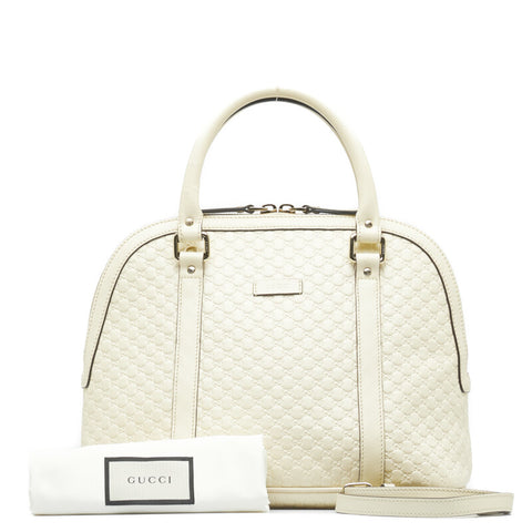 グッチ マイクログッチシマ ハンドバッグ ショルダーバッグ 2WAY 449663 ホワイト レザー レディース GUCCI 【中古】
