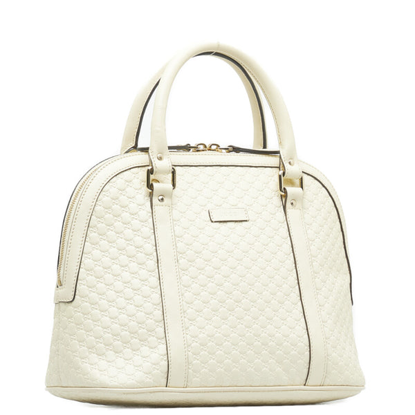 グッチ マイクログッチシマ ハンドバッグ ショルダーバッグ 2WAY 449663 ホワイト レザー レディース GUCCI 【中古】