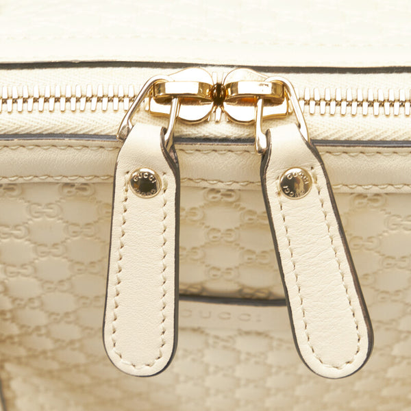 グッチ マイクログッチシマ ハンドバッグ ショルダーバッグ 2WAY 449663 ホワイト レザー レディース GUCCI 【中古】