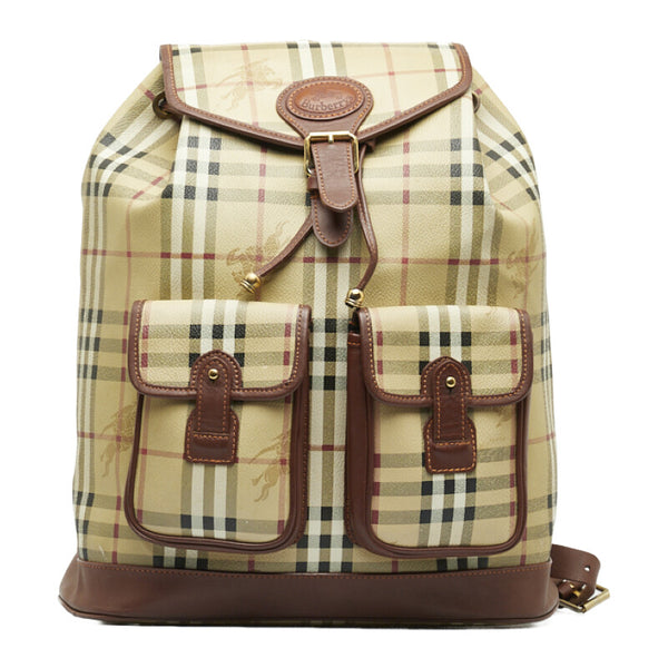 バーバリー ノバチェック シャドーホース リュック バックパック ベージュ ブラウン PVC レザー レディース BURBERRY 【中古】