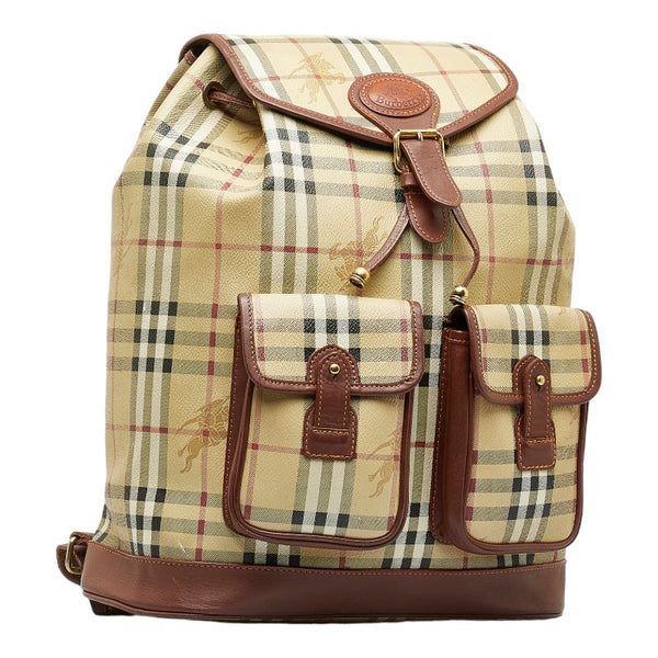 バーバリー ノバチェック シャドーホース リュック バックパック ベージュ ブラウン PVC レザー レディース BURBERRY 【中古】