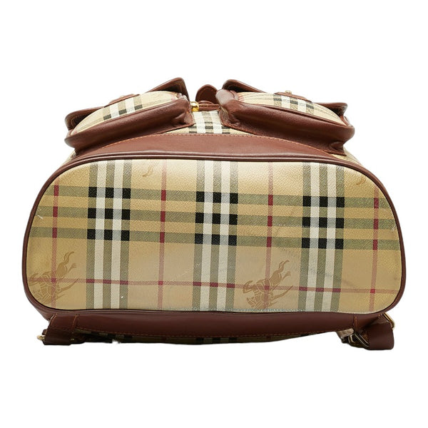 バーバリー ノバチェック シャドーホース リュック バックパック ベージュ ブラウン PVC レザー レディース BURBERRY 【中古】