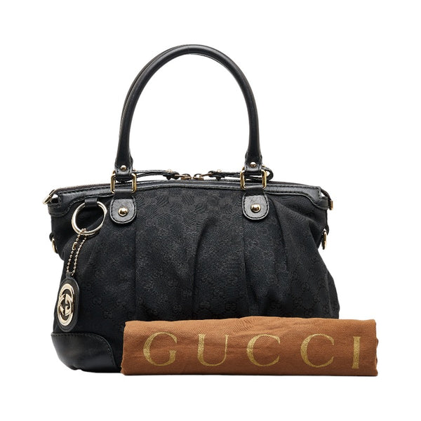 グッチ GGキャンバス スーキー ハンドバッグ 247902 ブラック キャンバス レザー レディース GUCCI 【中古】