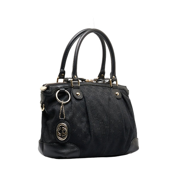 グッチ GGキャンバス スーキー ハンドバッグ 247902 ブラック キャンバス レザー レディース GUCCI 【中古】