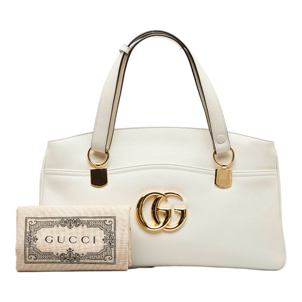 グッチ GGマーモント アリー ラージ ハンドバッグ ショルダーバッグ 550130 オフホワイト レザー レディース GUCCI 【中古】
