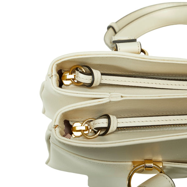 グッチ GGマーモント アリー ラージ ハンドバッグ ショルダーバッグ 550130 オフホワイト レザー レディース GUCCI 【中古】