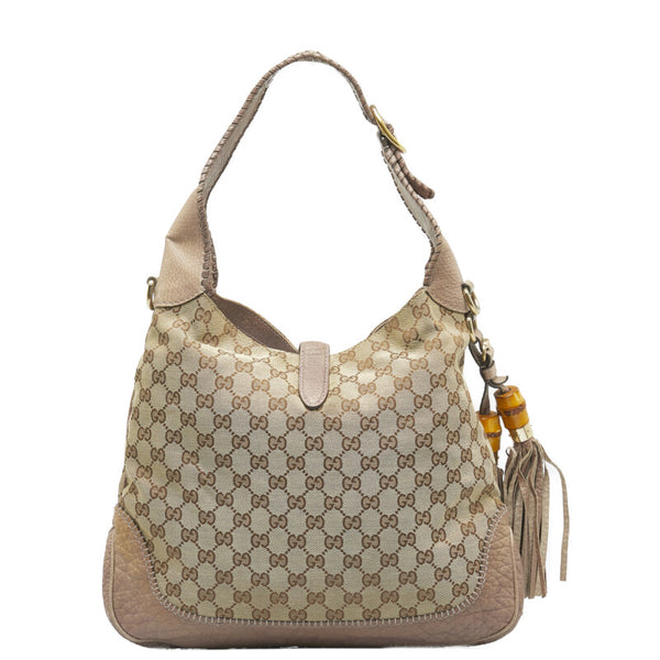 グッチ ニュージャッキー バンブー フリンジ ハンドバッグ ショルダーバッグ 2WAY 246907 ベージュ レザー レディース GUCCI 【中古】