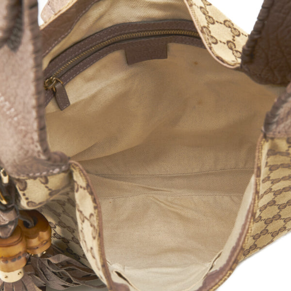 グッチ ニュージャッキー バンブー フリンジ ハンドバッグ ショルダーバッグ 2WAY 246907 ベージュ レザー レディース GUCCI 【中古】