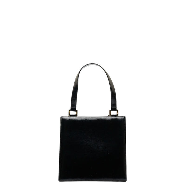 サンローラン ヴィンテージ ロゴ型押し ゴールド金具 ハンドバッグ トートバッグ ブラック レザー ファブリック レディース SAINT LAURENT 【中古】