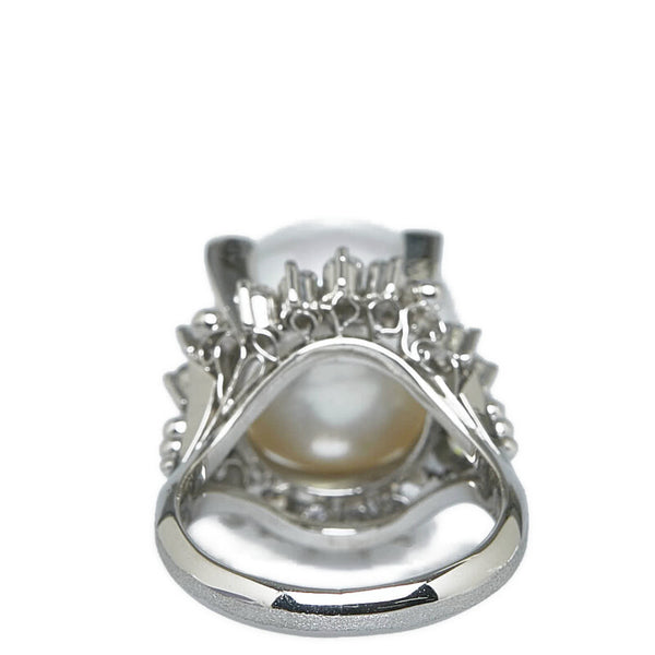 Pt900 プラチナ 白蝶真珠12.2mm ダイヤ0.41ct リング 指輪 レディース 5.5号 【中古】
