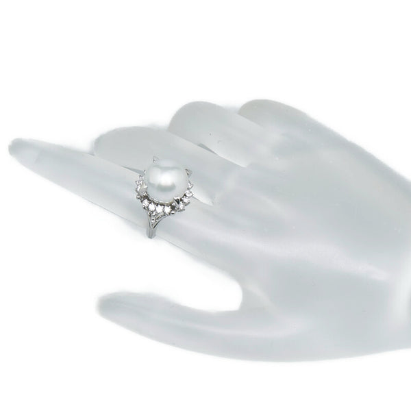 Pt900 プラチナ 白蝶真珠12.2mm ダイヤ0.41ct リング 指輪 レディース 5.5号 【中古】