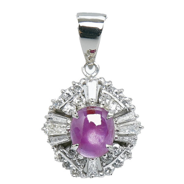 Pt900 プラチナ スターサファイア1.16ct ダイヤ0.78ct ペンダントトップ レディース 【中古】