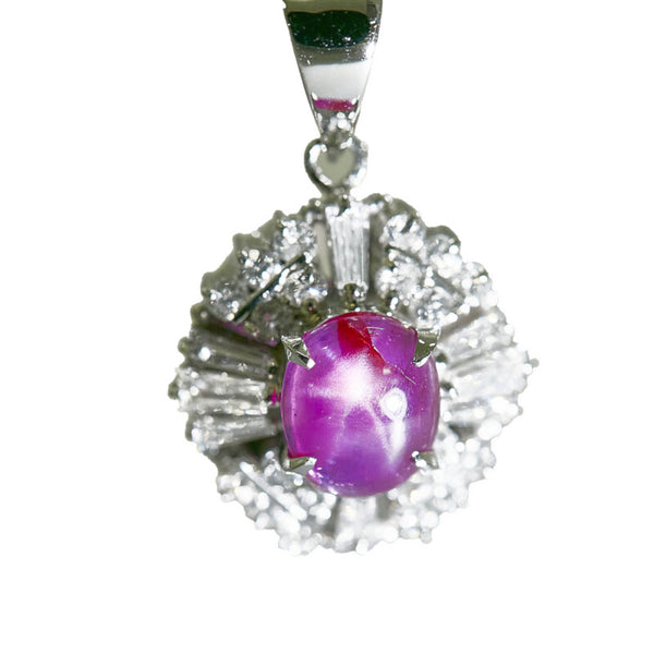 Pt900 プラチナ スターサファイア1.16ct ダイヤ0.78ct ペンダントトップ レディース 【中古】