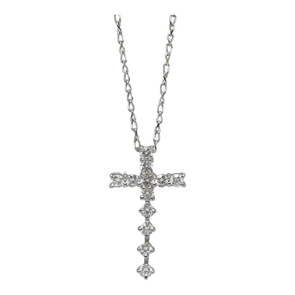 クロス 十字架 モチーフ ネックレス Pt950 プラチナ レディース 【中古】