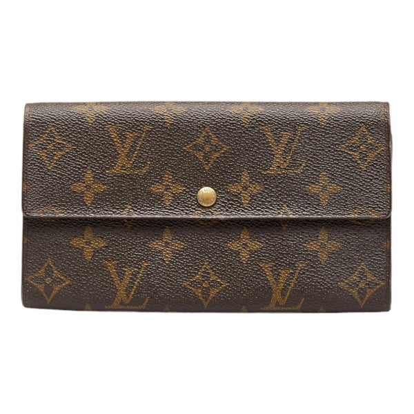 ルイ ヴィトン モノグラム ポシェット ポルト モネ クレディ 長財布 M61725 ブラウン PVC レザー レディース LOUIS VUITTON 【中古】