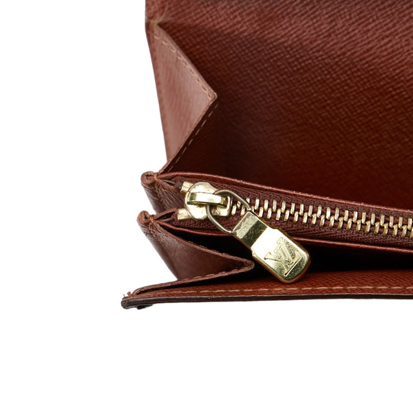 ルイ ヴィトン モノグラム ポシェット ポルト モネ クレディ 長財布 M61725 ブラウン PVC レザー レディース LOUIS VUITTON 【中古】