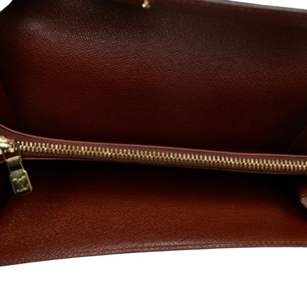 ルイ ヴィトン モノグラム ポシェット ポルト モネ クレディ 長財布 M61725 ブラウン PVC レザー レディース LOUIS VUITTON 【中古】