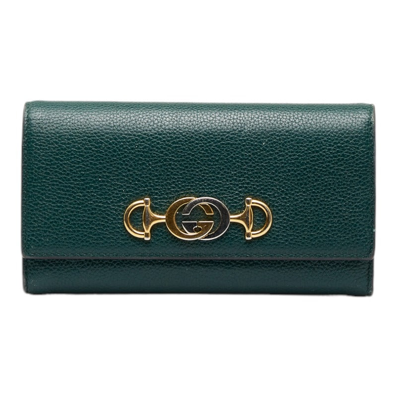 グッチ グッチズゥミ コンチネンタルウォレット 長財布 573612 グリーン レザー レディース GUCCI 【中古】