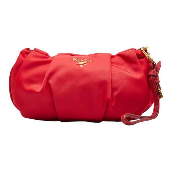 プラダ ポーチ レッド ナイロン レディース PRADA 【中古】