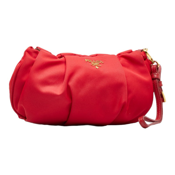 プラダ ポーチ レッド ナイロン レディース PRADA 【中古】