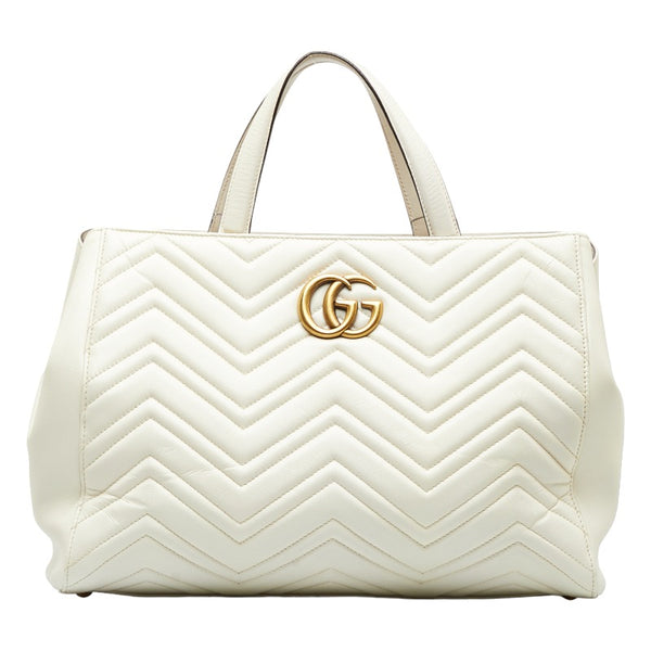 グッチ GGマーモント キルティング ミディアム ハンドバッグ ショルダーバッグ 2WAY 443505 ホワイト レザー レディース GUCCI 【中古】
