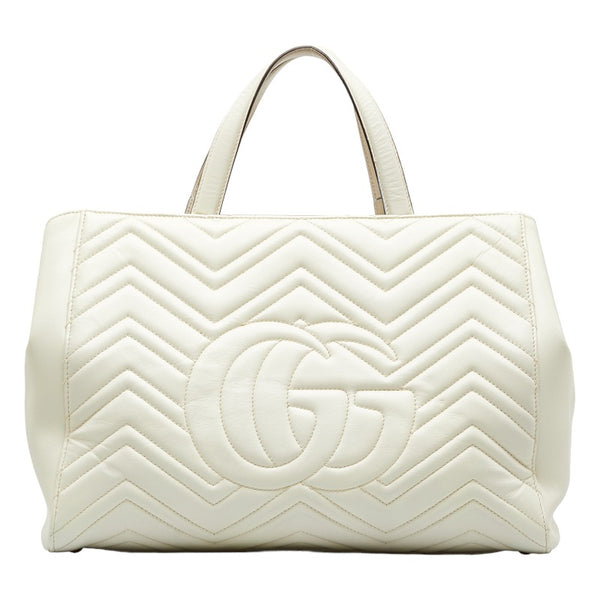 グッチ GGマーモント キルティング ミディアム ハンドバッグ ショルダーバッグ 2WAY 443505 ホワイト レザー レディース GUCCI 【中古】