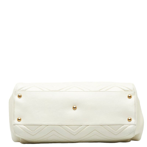 グッチ GGマーモント キルティング ミディアム ハンドバッグ ショルダーバッグ 2WAY 443505 ホワイト レザー レディース GUCCI 【中古】