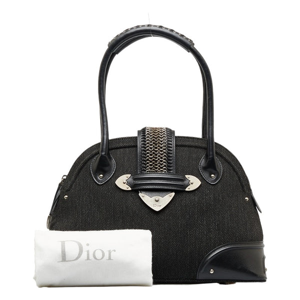 ディオール ヘリンボーン ハンドバッグ ブラック ツイード レザー レディース Dior 【中古】