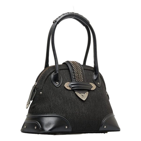 ディオール ヘリンボーン ハンドバッグ ブラック ツイード レザー レディース Dior 【中古】