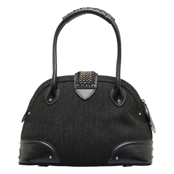 ディオール ヘリンボーン ハンドバッグ ブラック ツイード レザー レディース Dior 【中古】
